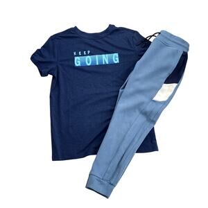 01.Algo Keep Going Performance Tee and Jogger Outfit - Blue - 7/8